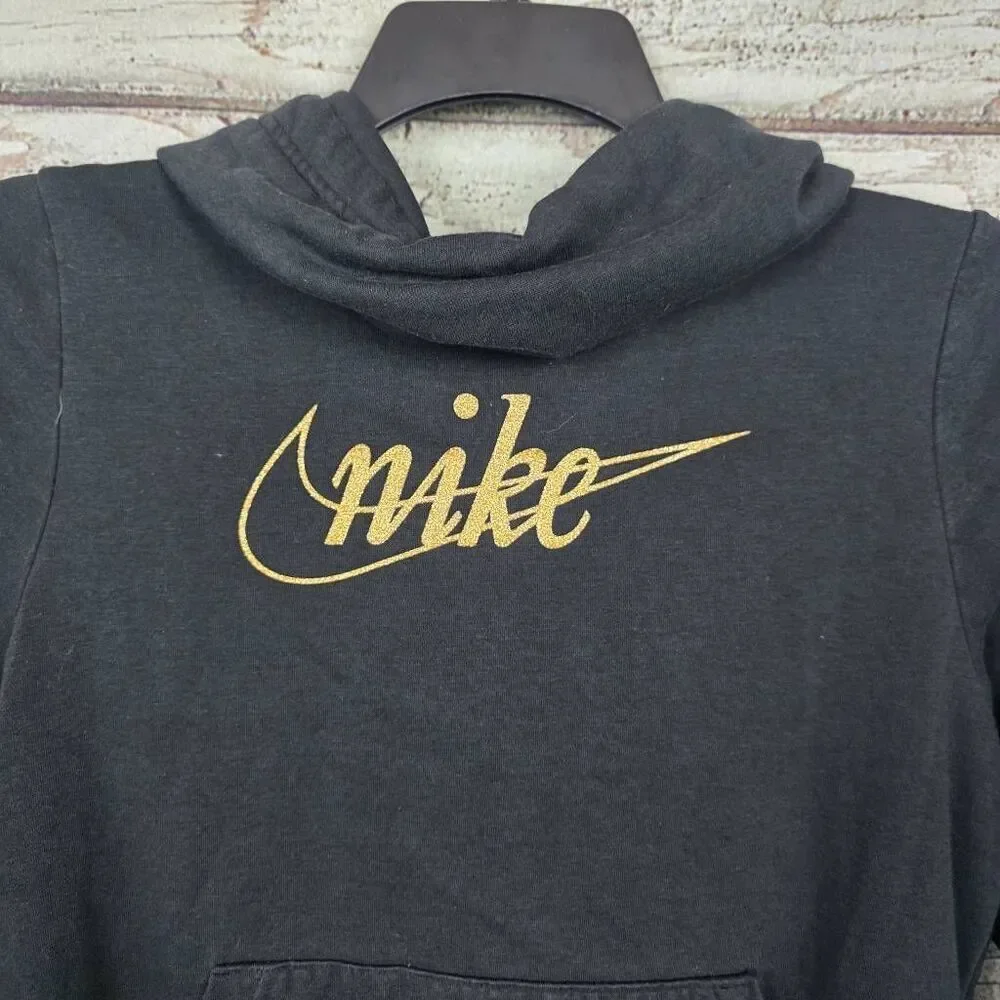Nike Women’s Black Pullover Hoodie Gold Logo Size Small
